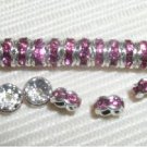 Sale! 40 Swarovski Rondelles Beads 6mm Silver/Rose Pink