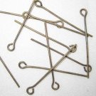 200 ANTIQUE BRASS BEADS EYE PINS 1 1/4''   (E20)
