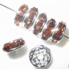 20 Swarovski Rhinestone Rondelle 8mm Silver/Smoke Topaz