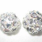 2 Swarovski Ball Pendants 16mm Silver/Crystal  T26