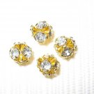 8 6mm Swarovski Rhinestone Balls Gold/Crystal  B602