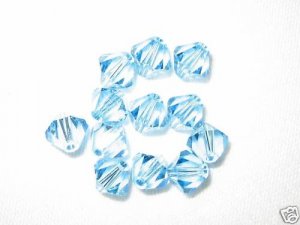 24 Swarovski Crystal Beads 6mm Bicone Aquamarine # 5301