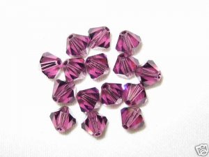 24 Swarovski Crystal Beads 6mm Bicone Amethyst # 5301