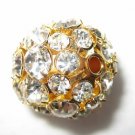 2 Swarovski Ball Bead Pendant 20mm Gold/Crystal  T34