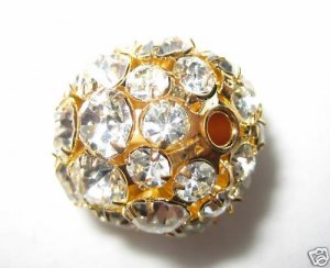 2 Swarovski Ball Bead Pendant 20mm Gold/Crystal  T34