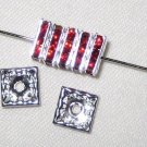 20 Swarovski Squaredelles 8x8mm Silver / Siam