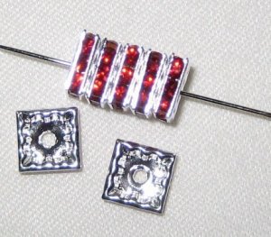 20 Swarovski Squaredelles 8x8mm Silver / Siam
