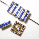 20 Swarovski Squaredelles 8x8mm Gold / Sapphire