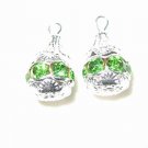 12 Swarovski Rhinestone Pendants 10mm Silver / Peridot