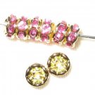 20 Swarovski Rondelles 5mm Gold/Rose Pink SR566