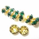 20 Swarovski Rondelles 6mm Gold / Emerald -- SR657