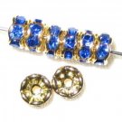 20 Swarovski Rondelles 6mm Gold / Sapphire -- SR668
