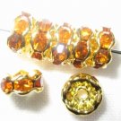 20 Swarovski Rondelles 6mm Gold / Topaz -- SR671