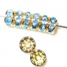 20 Swarovski Rondelles 6mm Gold /Aquamarine -- SR656