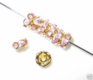 20 Swarovski Rondelles 6mm Gold/Light Amethyst -- SR660