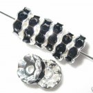 20 Swarovski Rondelles 12mm Silve/Jet Black  SR1209