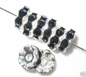 20 Swarovski Rondelles 12mm Silve/Jet Black  SR1209