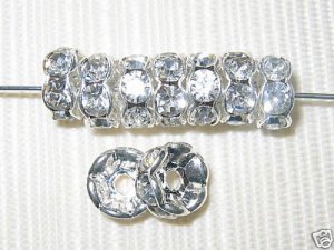 20 Swarovski Rondelles 9mm Silve / Crystal  SR901