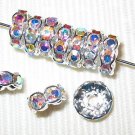 20 Swarovski Rondelles 9mm Silve/Crystal AB -- SR903