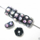 20 Swarovski Rondelles 10mm Black/Crystal  AB SR1033