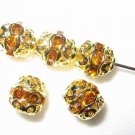 12 6mm Swarovski Rhinestone Beads Gold / Topaz