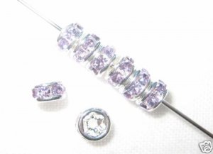 20 Swarovski Rhinestone Rondelles 4mm Silver/Violet