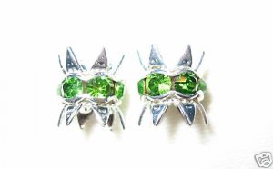 12 6mm Swarovski Bead Caps Silver/ Perdiot -  RC615
