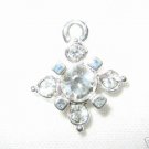 12 Swarovski Snowflake Pendants 10mm Silver/Crystal  T1