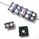 20 Swarovski Squaredelles 6x6mm Black/Crystal AB SQ636