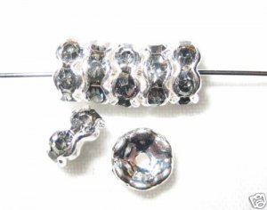 20 Swarovski Rondelles 6mm Silver / Smoke Quartz SR625