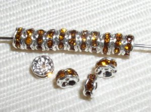 20 Swarovski Rondelles 6mm Silver / Topaz  - SR621