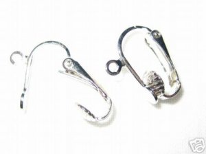 20 10x16mm Earring Clip-On Rhodium Plated E3