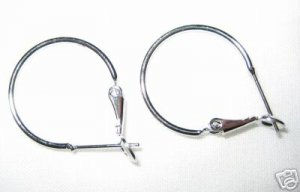 20 20mm Earring Loop Hooks Rhodium Plated E5