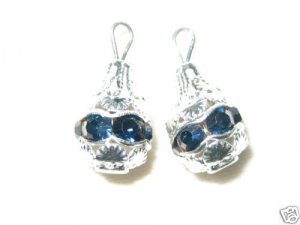 12 Swarovski Rhinestone Pendants 10mm Silver / Montana