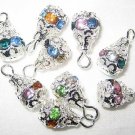 12 Swarovski Rhinestone Pendants 10mm Silver/Mix Color