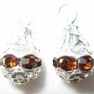 12 Swarovski Rhinestone Pendant 10mm Silver/Smoke Topaz