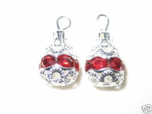 12 Swarovski Rhinestone Pendants 10mm Silver / Siam