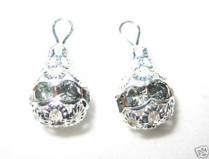 12 Swarovski Pendants 10mm Silver / Black Diamond