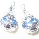 12 Swarovski Rhinestone Pendant 10mm Silver/Lt Sapphire