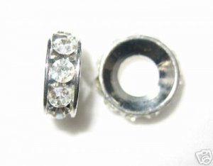 8 Swarovski Ring Pendants 12mm Silver/Crystal  T16