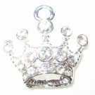 12 Swarovski Crown Pendants 20mm Silver/Crystal  T11