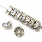 100 Swarovski Rondelles 6mm Antique Brass / Crystal