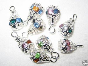 12 Swarovski Rhinestone Pendants 8mm Silver/Mix Color
