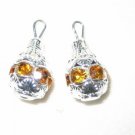 12 Swarovski Rhinestone Pendants 8mm Silver / Topaz
