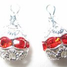 12 Swarovski Rhinestone Pendants 8mm Silver / Ruby