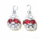 12 Swarovski Rhinestone Pendants 8mm Silver / Siam
