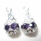 12 Swarovski Rhinestone Pendants 8mm Silver / Tanzanite