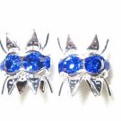 12 10mm Swarovski Bead Caps Silver/ Sapphire -  RC1018