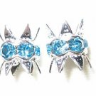 12 6mm Swarovski Bead Caps Silver/Aquamarine -  RC606