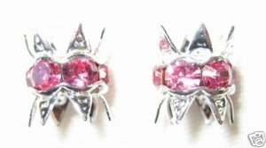 12 6mm Swarovski Bead Caps Silver/ Rose Pink -  RC616